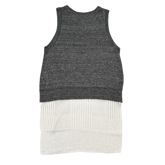 Brochu Walker Sweater Size Medium Gray Sleeveless Tan 100% Linen Layered Knit - Picture 3 of 10